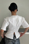 Women's White Short Sleeve Backless Slim Fit Blouse/T-Shirt - 7