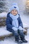 5-10 Years Old Children's Cotton Scarf, Beanie, Gloves Set, Set of 3 with Playing Teddy Bear Logo