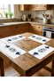 Blue Rose Patterned Runner & 4-Piece Square Placemat Set - 2