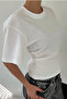 Women's White Short Sleeve Backless Slim Fit Blouse/T-Shirt - 5