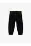 Cotton Relaxed Fit Denim Trousers with Elasticated Waist and Buttons - 4