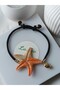 Orange Starfish Gold Fish Handmade Polymer Clay Bracelet Women's Black Bracelet - 8