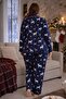 Winter New Year Patterned Women's Shirt Fleece Pajama Set - New Year's Pajamas with Deer - Plus Size Pajamas - 7