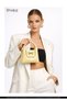 Wrinkled Textured Yellow Shk214 Single Compartment Handbag, Arm Bag, and Shoulder Bag with Bow Detail, Snap Closure, and Crossbody Strap - 7