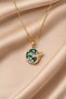 Gold Color Women's Necklace with Dragonfly Figure and Natural Stone Look Zircon Detail - Non-Tarnish Steel - 2