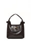 Crinkled Textured Brown Shk214 Single Compartment with Bow Detail, Snap Fasteners, Cross Straps for Hand, Arm and Shoulder