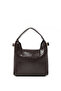 Crinkled Textured Brown Shk214 Single Compartment with Bow Detail, Snap Fasteners, Cross Straps for Hand, Arm and Shoulder - 3