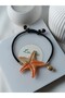 Orange Starfish Gold Fish Handmade Polymer Clay Bracelet Women's Black Bracelet - 6
