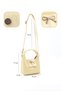 Wrinkled Textured Yellow Shk214 Single Compartment Handbag, Arm Bag, and Shoulder Bag with Bow Detail, Snap Closure, and Crossbody Strap - 4