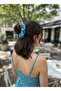 Patterned Green Blue Scrunchie Bagel Hair Tie - 2