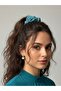 Patterned Green Blue Scrunchie Bagel Hair Tie - 3