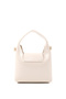 Crinkle Textured Cream Shk214 Single Compartment Hand, Arm and Shoulder Bag with Bow Detail, Snap Fasteners and Crossbody Strap - 3