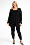 Women's Plus Size Black Square Neck Lace Detailed Long Elasticated Bolankol Blouse - 2