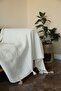 Ecru Two-Tone Tassel Sofa Cover 115 X 200 cm Sofa Divan Sofa Bed Armchair Cover