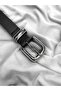 Men's Leather Belt with Buckle Detail - 2