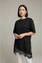 Women's Black Skirt Lace Slit T-shirt Dress BE348 - 3