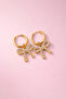 Gold Color Stone Bow Steel Hoop Earrings - 5
