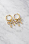 Gold Color Stone Bow Steel Hoop Earrings - 2