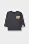 100% Cotton Oversize Wide Fit Crew Neck Printed Long Sleeve T-Shirt Baby Boy G6136A526Sp