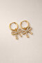 Gold Color Stone Bow Steel Hoop Earrings - 3