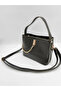 Women's Strap Hand and Shoulder Bag |   Chain Detailed Three Compartment Faux Leather Bag (Width: 23 Length: 18) - 4