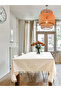 Organic Raw Linen Cream Rusty Fringed Tablecloth