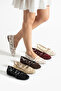 Merina Women's White Flat Ballet Lace Woven Floral Pattern Buckle Flat Shoes - 5