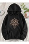 Unisex Yoga Lotus Printed Hooded Comfortable Fit Oversized Cut Sweatshirt with Kangaroo Pocket