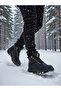 Men's Black Daily Faux Leather Lace-up Winter Boots with Fur Inside, Water-Resistant Stylish and Comfortable Boots - 3