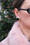 Black Round Gold Detail Earrings