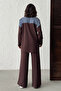 Women's Brown Denim Fabric Garnished Soft Textured Pants and Shirt Set - 7