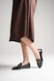Women's Bitter Brown Suede Gold Buckle Orthopedic Lightweight Stylish and Comfortable Loafer Moccasin Ballet Shoes - 4