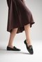 Women's Bitter Brown Suede Gold Buckle Orthopedic Lightweight Stylish and Comfortable Loafer Moccasin Ballet Shoes - 3