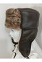 Men's 100% Leather Pilot Hat, Kalpak, Snow Hat Russian Military Model