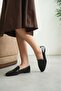 Women's Black Shiny Leather Look Blunt Toe Soft and Lightweight Orthopedic Loafer Ballet Shoes - 4