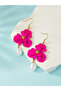Women 3D Flower Faux Pearl Dangle Earrings - 3