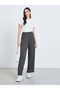 Women Charcoal Ribbed Wide Leg Pants - 5