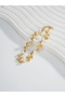 Women Gold Leaf Faux Pearl Dangle Necklace - 3