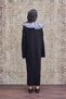 Black Knitwear Dress and Black Embroidered Fishtail Collar - 4