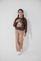 Girl's 2-Piece Set with Brown Daisy Embroidery Detailed Jeans Pants 23514 - 2