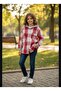 Hooded Plaid Unisex Children's Shirt with Elasticated Sleeves - 2