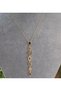Women's - Multi-Stone Geometric Detailed Gold Color Long Y Model Necklace - Tarnish-Free Steel - 3