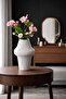 Decorative White Stripe Patterned Vase - Live Inanimate Plant Cobalt Heat 15cm - 2