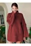 Women's Turtleneck Off-Shoulder Wide-Cut Knitwear Sweater Tuma8084