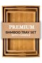 Bamboo Tray - 3 Pack Wooden Serving Tray With Handles