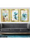 Watercolor Look Blue Flower 3 Piece Plexiglass Mirrored Painting - 2