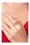 Orange Heart Princess Model Gold Color Stainless Steel Ring