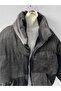 Gray Turtleneck Velvet Corduroy Puffer Jacket - 3