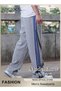 Men's Stright Wide Leg Sweatpants, Loose Fit Casual Sports Pants Workout Sweatpants with Zip Pockets - 4