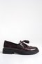 Nappa Genuine Leather Claret Red Patent Leather Women's Loafer Shoes - 2